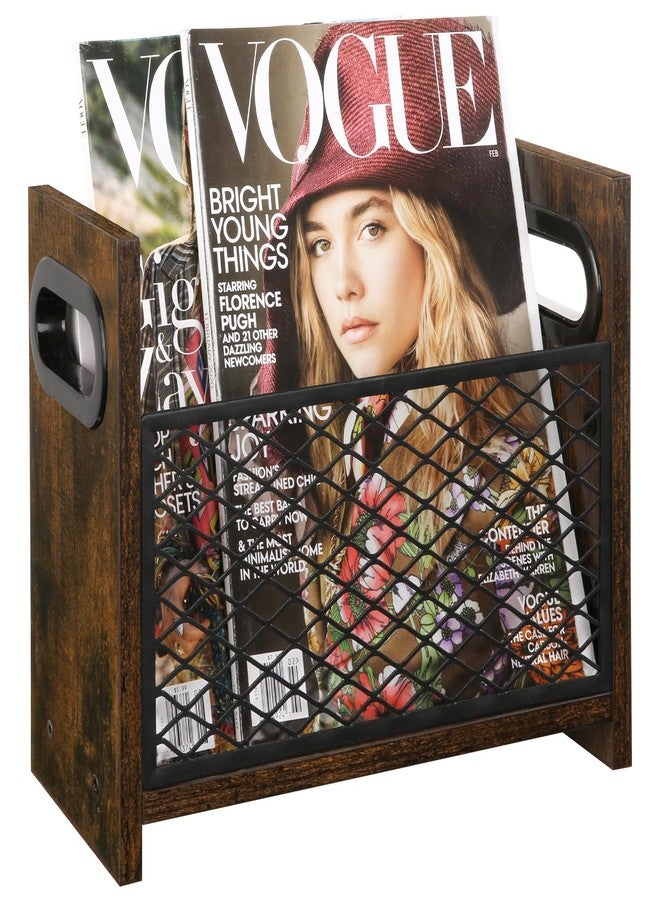 YINMIT Magazine Holder, Magazine Rack for Desktop and Home Office, Farmhouse File Storage Basket for Letters, Magazines, Books, Newspapers (Small) - Image 1
